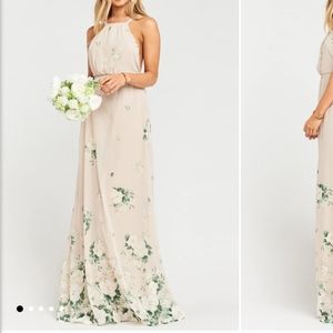Show Me Your Mumu open back floral maxi gown dress flowing long sexy Nude